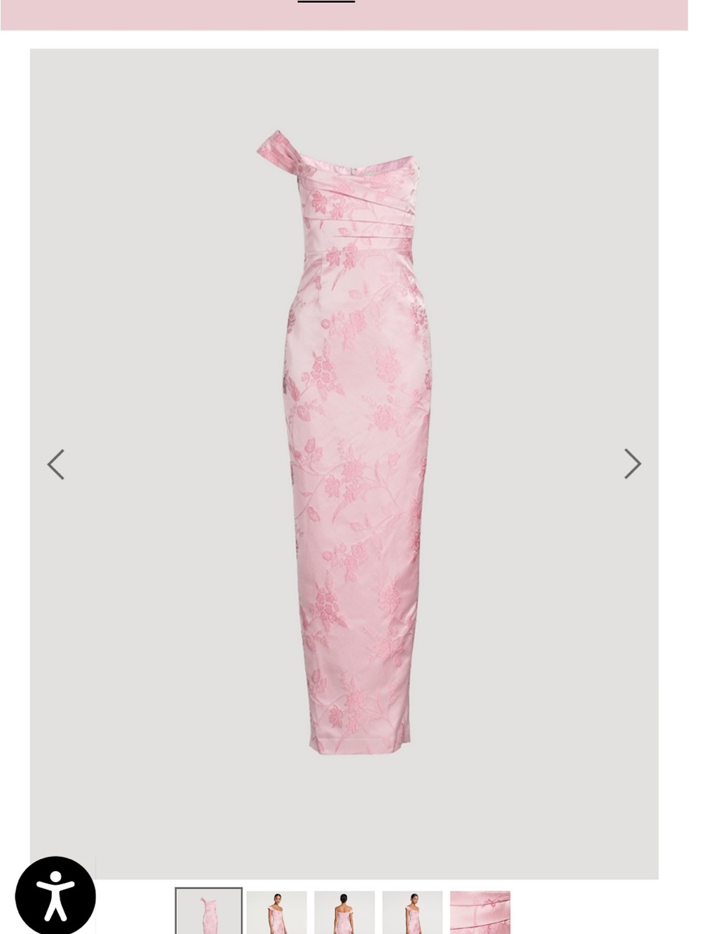 One-Shoulder Pink Floral Jacquard Column Gown